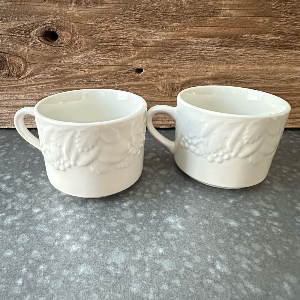 2pc Tabletops Unlimited Mugs Fruit De Blanc Nature Collection Tea Coffee White